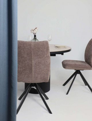 Стол Askar Round SLIDE-116 BAYONA IVORY PREMIUM CER/черный в Минске