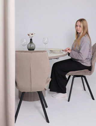 Стол Askar Round SLIDE-116 BRECHA GLOSS PREMIUM CER/капучино в Минске