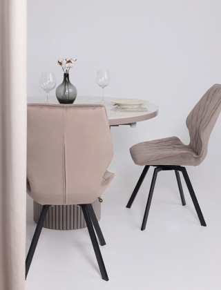 Стол Askar Round SLIDE-116 BRECHA GLOSS PREMIUM CER/капучино в Минске