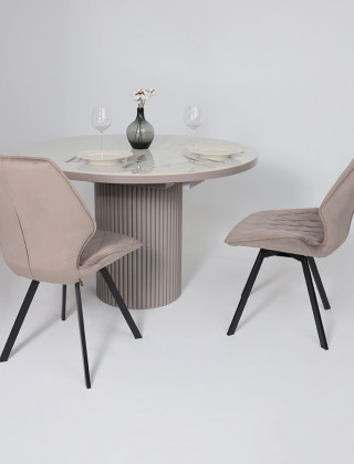 Стол Askar Round SLIDE-116 BRECHA GLOSS PREMIUM CER/капучино в Минске