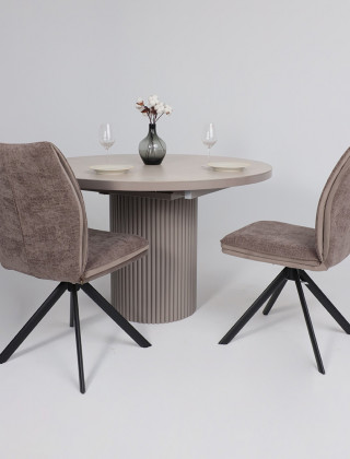 Стол Askar Round SLIDE-116 BAYONA IVORY PREMIUM CER/Капучино в Минске