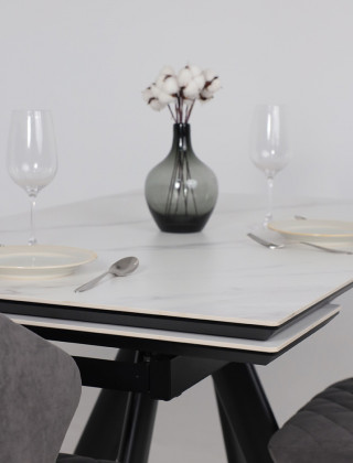 Стол раздвижной JACK-140 140(30+30)*85 CALAKATTA ST CER/черный в Минске