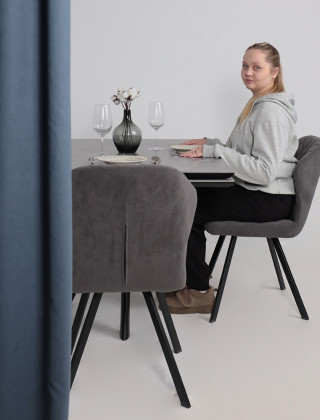 Стол раздвижной JACK-140 140(30+30)*85 STONE GREY ST CER/черный в Минске