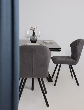 Стол раздвижной JACK-140 140(30+30)*85 STONE GREY ST CER/черный в Минске