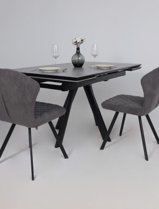 Стол раздвижной JACK-140 140(30+30)*85 STONE GREY ST CER/черный в Минске