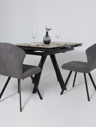 Стол раздвижной JACK-120 120(30+30)*80 бежевый камень - compact cer/черный в Минске