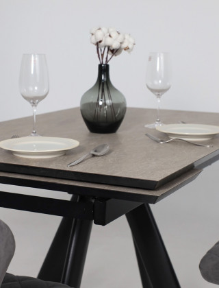 Стол раздвижной JACK-120 120(30+30)*80 бежевый камень - compact cer/черный в Минске