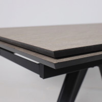 Стол раздвижной JACK-120 120(30+30)*80 бежевый камень - compact cer/черный в Минске