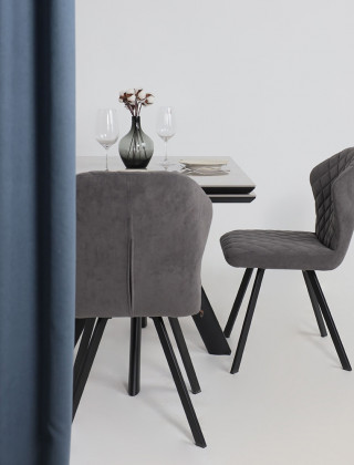 Стол раздвижной JACK-120 120(30+30)*80 ITALIAN LIGHT GREY GLOSS ST CER/черный в Минске