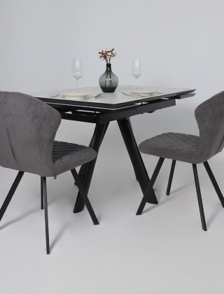 Стол раздвижной JACK-120 120(30+30)*80 мрамор светлый - compact cer/черный в Минске