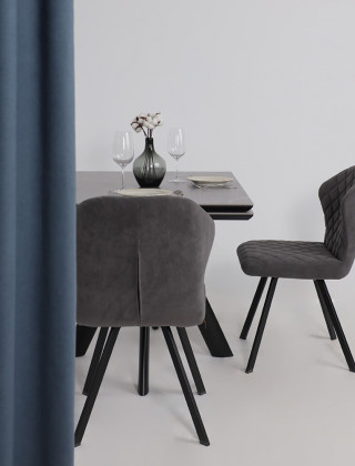 Стол раздвижной JACK-120 120(30+30)*80 STONE GREY ST CER/черный в Минске