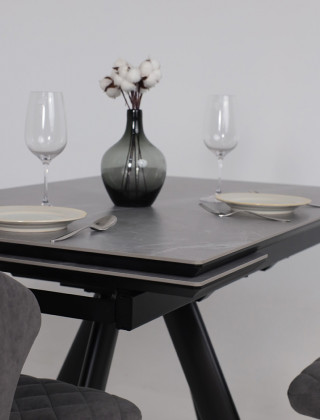 Стол раздвижной JACK-120 120(30+30)*80 STONE GREY ST CER/черный в Минске