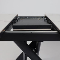 Стол раздвижной LEONEL-110 110(145)*85 COROLLA WHITE GLOSS ST CER/Черный в Минске Стол раздвижной LEONEL-110 110(145)*85 COROLLA WHITE GLOSS ST CER/Черный в Минске