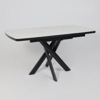 Стол раздвижной LEONEL-110 110(145)*85 COROLLA WHITE GLOSS ST CER/Черный в Минске Стол раздвижной LEONEL-110 110(145)*85 COROLLA WHITE GLOSS ST CER/Черный в Минске