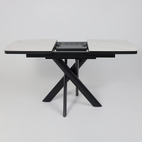 Стол раздвижной LEONEL-110 110(145)*85 COROLLA WHITE GLOSS ST CER/Черный в Минске Стол раздвижной LEONEL-110 110(145)*85 COROLLA WHITE GLOSS ST CER/Черный в Минске