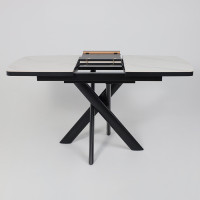 Стол раздвижной LEONEL-110 110(145)*85 COROLLA WHITE GLOSS ST CER/Черный в Минске Стол раздвижной LEONEL-110 110(145)*85 COROLLA WHITE GLOSS ST CER/Черный в Минске