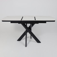 Стол раздвижной LEONEL-110 110(145)*85 COROLLA WHITE GLOSS ST CER/Черный в Минске Стол раздвижной LEONEL-110 110(145)*85 COROLLA WHITE GLOSS ST CER/Черный в Минске