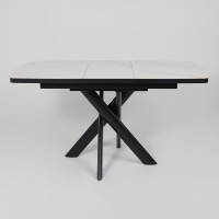 Стол раздвижной LEONEL-110 110(145)*85 COROLLA WHITE GLOSS ST CER/Черный в Минске Стол раздвижной LEONEL-110 110(145)*85 COROLLA WHITE GLOSS ST CER/Черный в Минске