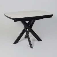 Стол раздвижной LEONEL-110 110(145)*85 COROLLA WHITE GLOSS ST CER/Черный в Минске Стол раздвижной LEONEL-110 110(145)*85 COROLLA WHITE GLOSS ST CER/Черный в Минске