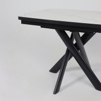 Стол раздвижной LEONEL-110 110(145)*85 COROLLA WHITE GLOSS ST CER/Черный в Минске Стол раздвижной LEONEL-110 110(145)*85 COROLLA WHITE GLOSS ST CER/Черный в Минске