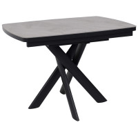 Стол раздвижной LEONEL-110 110(145)*85 ITALIAN LIGHT GREY GLOSS ST CER/Черный