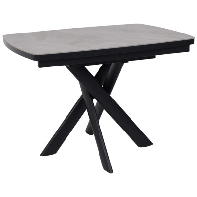 Стол раздвижной LEONEL-110 110(145)*85 ITALIAN LIGHT GREY GLOSS ST CER/Черный в Минске