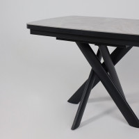 Стол раздвижной LEONEL-110 110(145)*85 ITALIAN LIGHT GREY GLOSS ST CER/Черный в Минске