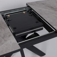 Стол раздвижной LEONEL-110 110(145)*85 ITALIAN LIGHT GREY GLOSS ST CER/Черный в Минске