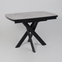 Стол раздвижной LEONEL-110 110(145)*85 ITALIAN LIGHT GREY GLOSS ST CER/Черный в Минске