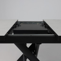 Стол раздвижной LEONEL-110 110(145)*85 кварцит-HPL/черный в Минске Стол раздвижной LEONEL-110 110(145)*85 кварцит-HPL/черный в Минске