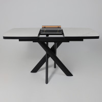 Стол раздвижной LEONEL-110 110(145)*85 кварцит-HPL/черный в Минске Стол раздвижной LEONEL-110 110(145)*85 кварцит-HPL/черный в Минске