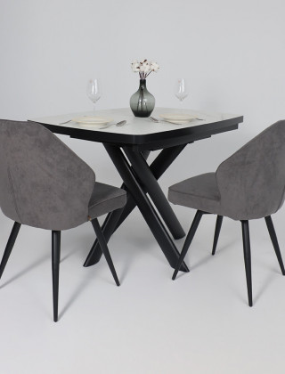 Стол раздвижной LEONEL-110 110(145)*85 кварцит-HPL/черный в Минске