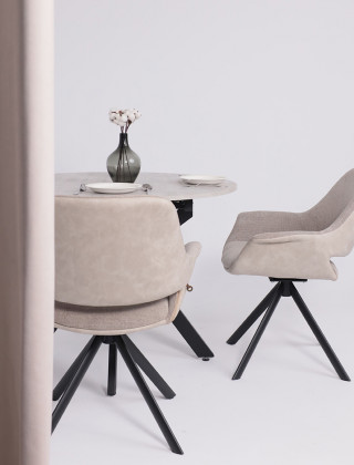 Стул поворотный OFFY-R 360 g05 GREY BEIGE шенилл LUX - Milk замша LUX/черный купить в Минске