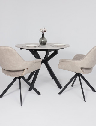 Стул поворотный OFFY-R 360 g05 GREY BEIGE шенилл LUX - Milk замша LUX/черный купить в Минске