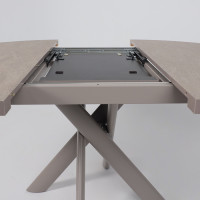 Стол раздвижной RONALDO-120 120(160) бежевый камень-HPL/капучино купить в Минске Стол раздвижной RONALDO-120 120(160) бежевый камень-HPL/капучино купить в Минске