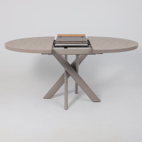 Стол раздвижной RONALDO-120 120(160) бежевый камень-HPL/капучино купить в Минске Стол раздвижной RONALDO-120 120(160) бежевый камень-HPL/капучино купить в Минске