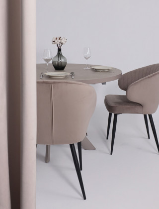 Стол раздвижной RONALDO-120 120(160) бежевый камень-HPL/капучино купить в Минске