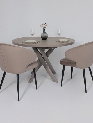 Стол раздвижной RONALDO-120 120(160) бежевый камень-HPL/капучино купить в Минске