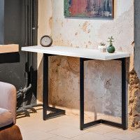 Стол-консоль Арлен 1 1100*380(760)*760 белый шагрень / черный купить в Минске