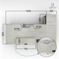 Стол компьютерный Каир Угловой с полкой 200*120 (каркас черный) купить в Минске