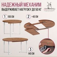 Стол Millwood Лондон d100 раздвижной (каркас белый) купить в Минске