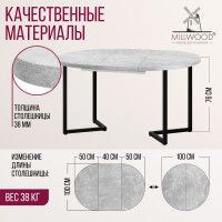 Стол Millwood Лондон d100 раздвижной (каркас черный) купить в Минске Стол Millwood Лондон d100 раздвижной (каркас черный) купить в Минске