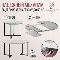 Стол Millwood Лондон d100 раздвижной (каркас черный) купить в Минске Стол Millwood Лондон d100 раздвижной (каркас черный) купить в Минске