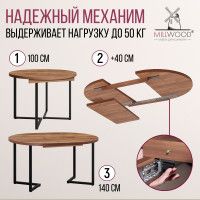 Стол Millwood Лондон d100 раздвижной (каркас черный) купить в Минске Стол Millwood Лондон d100 раздвижной (каркас черный) купить в Минске