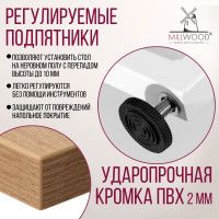 Стол Millwood Лондон (100-140)*60 раздвижной (каркас белый) купить в Минске