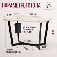 Стол Millwood Мюнхен 120*70 (каркас черный) купить в Минске