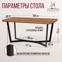 Стол Millwood Мюнхен 160*80 (каркас черный) купить в Минске Стол Millwood Мюнхен 160*80 (каркас черный) купить в Минске