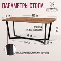 Стол Millwood Мюнхен 180*90 (каркас черный) купить в Минске Стол Millwood Мюнхен 180*90 (каркас черный) купить в Минске