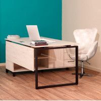 Стол руководителя Олесунн 2 120*80 с тумбой правой (каркас черный) купить в Минске