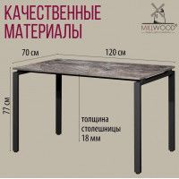 Стол Лофт Сиэтл (ДТ-5) 120*70 (каркас черный) купить в Минске